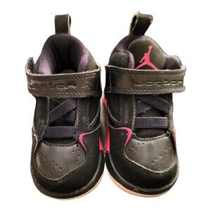 Jordan Flight Toddlers Size 7C Shoes 364759-006 Black with Pink EUC
